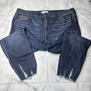Lane Bryant Mid Rise Skinny Jeans Womens Size 22 Distressed Stretch Raw Hem H9